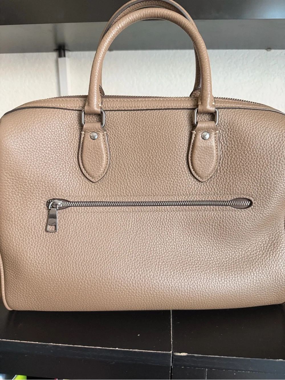 Coach Pebbled Leather Satchel in Light Brown